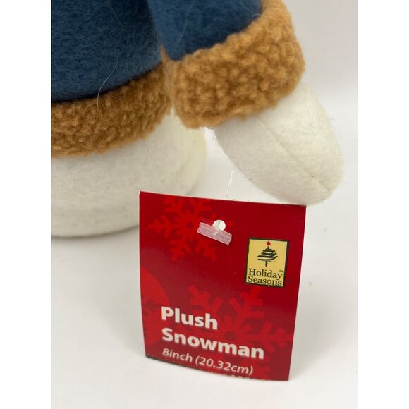 Holiday Seasons 8" Plush Snowman Figurine With Tree & Scarf For Decorative Purpo - Picture 4 of 7